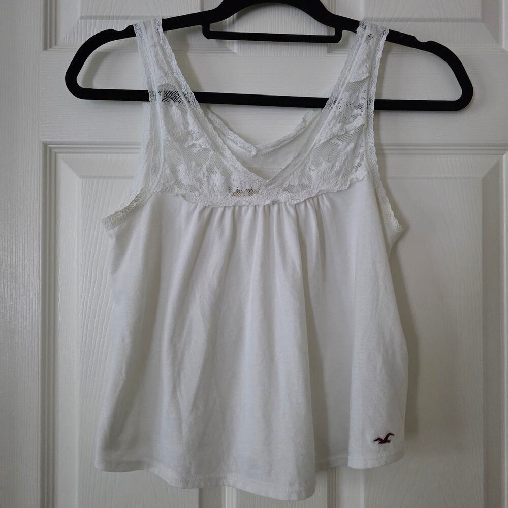 Hollister White Lace Trim Tank Cami Women's Size XS